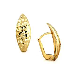 Kolczyki złote grawerowana blaszka migdał/ang.zap. CI 2575 próba 375