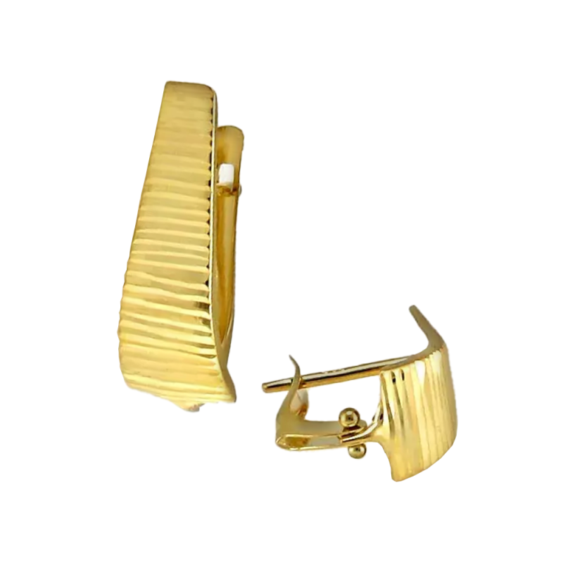 Kolczyki złote grawerowana blaszka z poziomymi paskami/ang.zap. CI 1746 próba 585