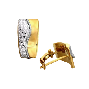 Kolczyki złote zwężana blaszka z grawerowaną falą/ang.zap. CI 6160 próba 375