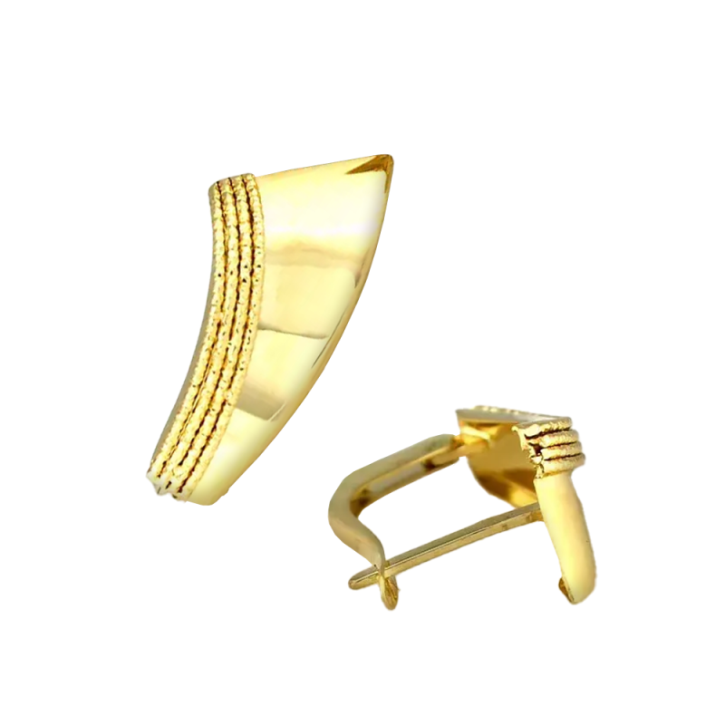 Kolczyki złote ścięta gładka blaszka z kulkami bead/ang.zap. CI 2846 próba 375