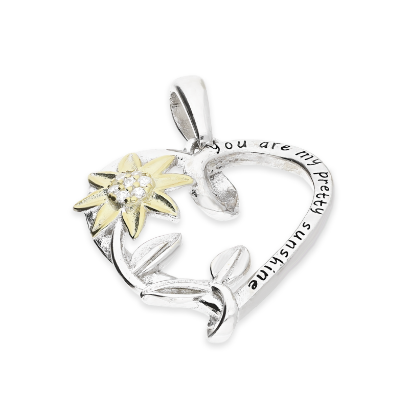 Serduszko srebrne słonecznik i napisy AT755 próba 925