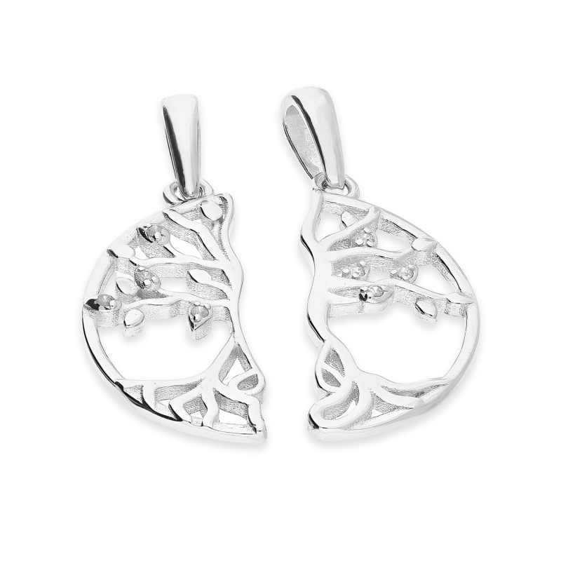 Zawieszka srebrna drzewko szczęścia łamane z cyrkoniami AT760 próba 925