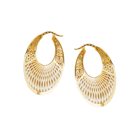 Kolczyki złote ażurowy owal z paskami i ornamentem/ang.zap. CI 12112 próba 585