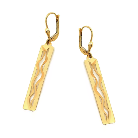 Kolczyki złote ażurowy prostokąt z matową falą/big.zam. CI 11968 próba 585