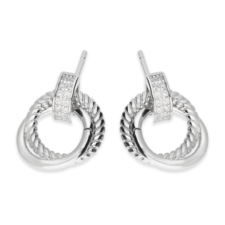 Kolczyki srebrne przeplatane kółka/sztyft AT780 próba 925