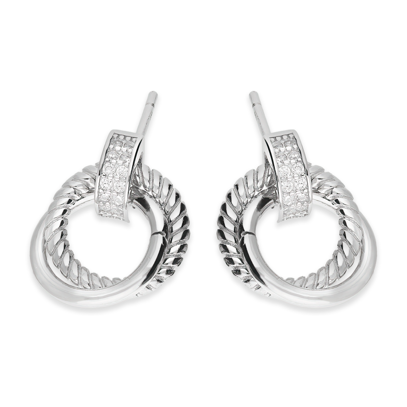 Kolczyki srebrne przeplatane kółka/sztyft AT780 próba 925