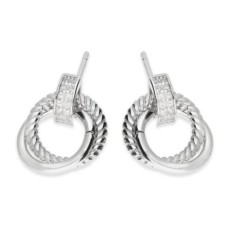 Kolczyki srebrne przeplatane kółka/sztyft AT780 próba 925