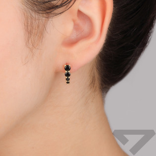 Pozłacane kolczyki srebrne z czarnymi cyrkoniami - JubilerSezam.pl