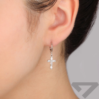 Srebrne Kolczyki Krzyżyki z Cyrkoniami pr. 925 - JubilerSezam.pl