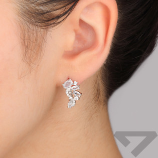 Kolczyki srebrne fala z białymi cyrkoniami/ang.zap. TB 19416 próba 925