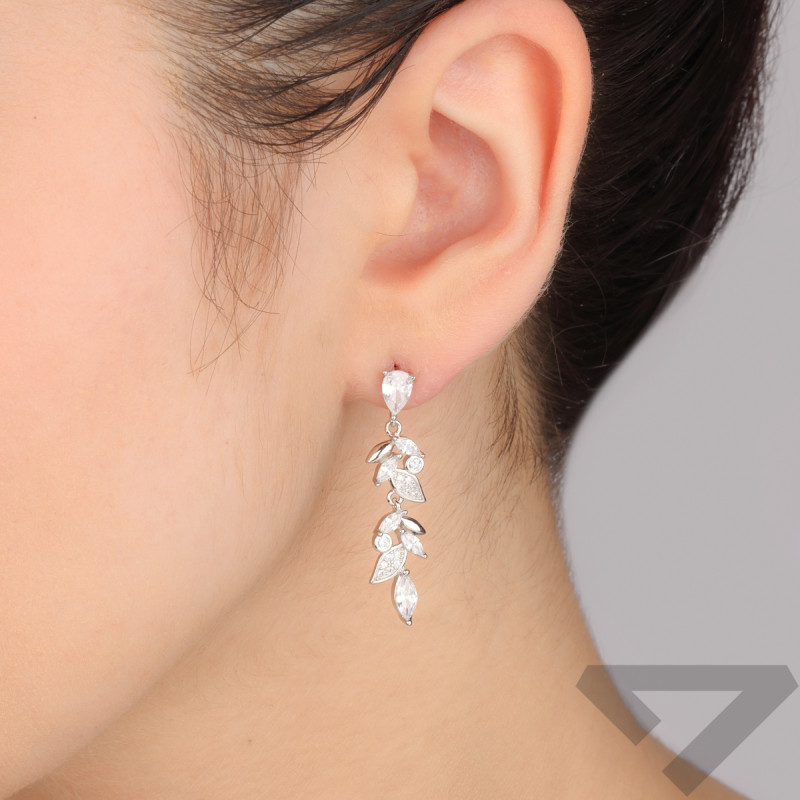 Srebrne Kolczyki Gałązki z Cyrkoniami pr. 925 - JubilerSezam.pl