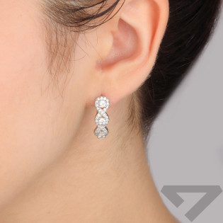 Kolczyki srebrne fale z białymi cyrkoniami/ang.zap. TB 19383 próba 925