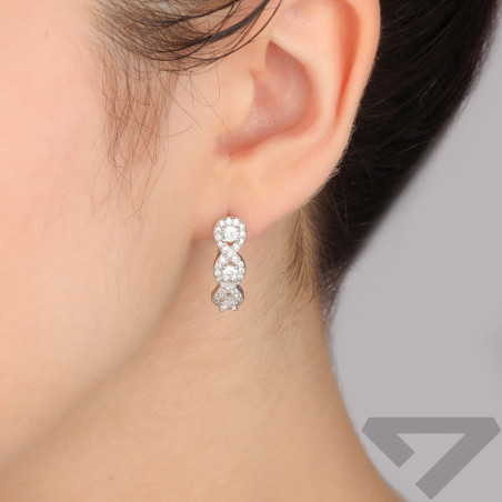 Kolczyki srebrne fale z białymi cyrkoniami/ang.zap. TB 19383 próba 925