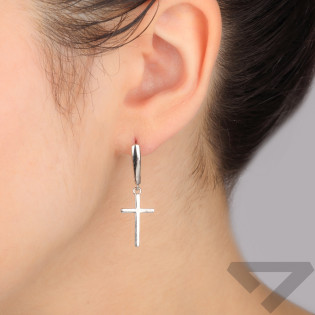 Srebrne kolczyki z krzyżykiem pr. 925 - JubilerSezam.pl