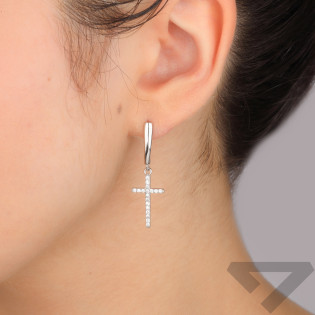 Srebrne kolczyki krzyżyki z cyrkoniami pr. 925 - JubilerSezam.pl