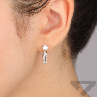 Kolczyki srebrne z białymi cyrkoniami i złotym elementem/ang.zap. PX G0105_AU375 blaszka gold