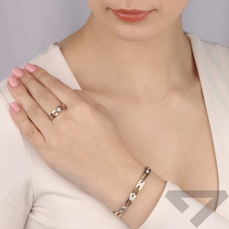 Bransoleta srebrna prostokątne złote blaszki i cyrkonie PX 002_AU375 blaszka gold