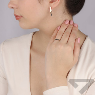 Pierścionek srebrny czarne cyrkonie i złota blaszka PX 1021 BL_AU375 blaszka gold