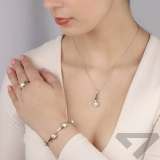 Pierścionek srebrny perła w rynience ze złotą blaszką PX 109_AU375 blaszka gold