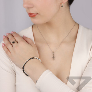 Zawieszka srebrna czarna cyrkonia pod złotą pałką PX 465 BL_AU375 blaszka gold