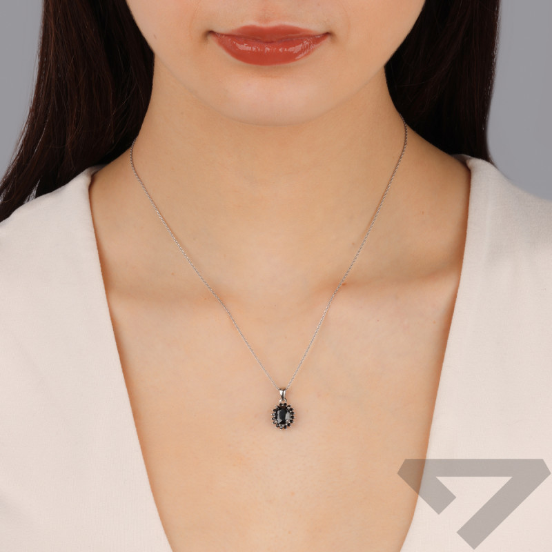 Srebrna Zawieszka Markiza z Czarnymi Cyrkoniami pr. 925 - JubilerSezam.pl