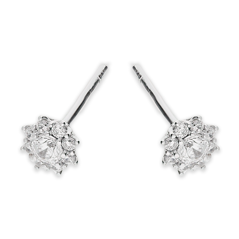 Kolczyki z białego złota kwiatek z cyrkoniami/sztyft CB-018 białe złoto próba 585