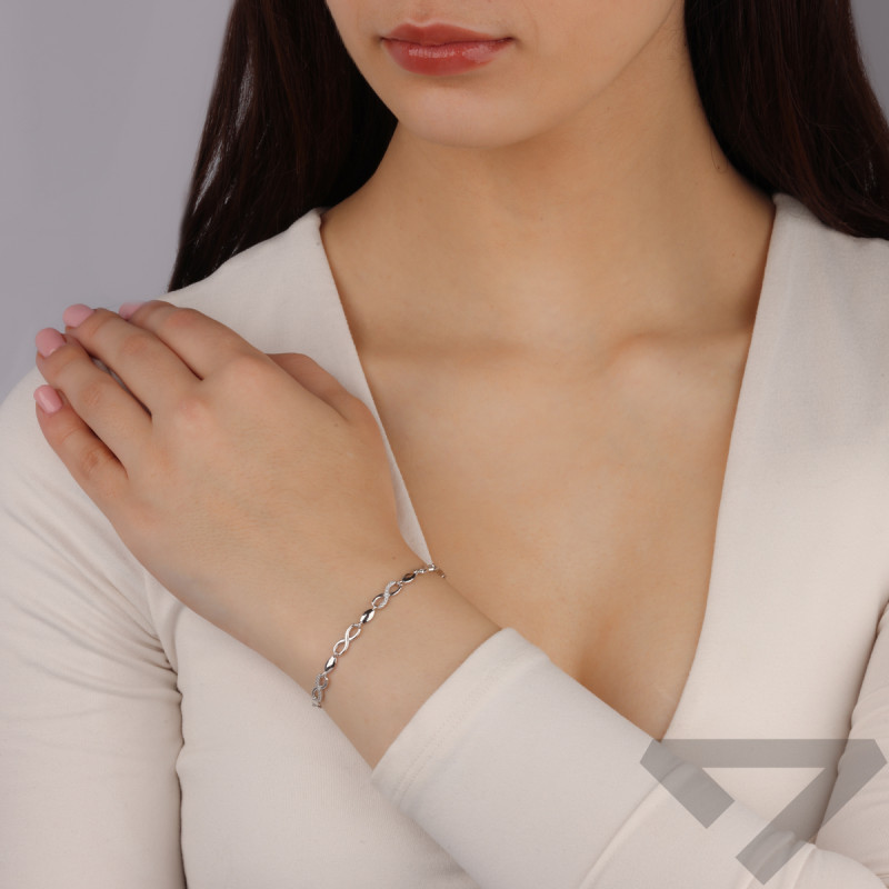 Bransoleta srebrna infinity z cyrkoniami i łezki HS2080 próba 925