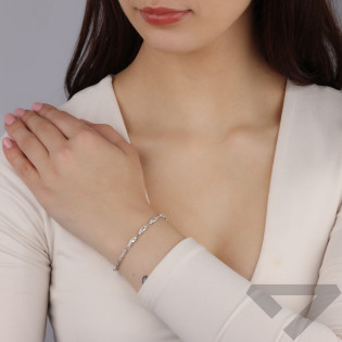 Bransoleta srebrna z białymi cyrkoniami bagietami TB 24336 próba 925