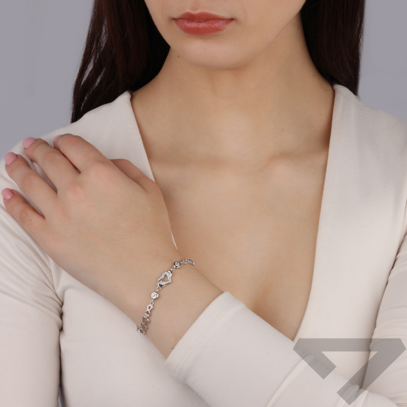 Srebrna bransoletka serce, nieskończoność z cyrkoniami - JubilerSezam.pl