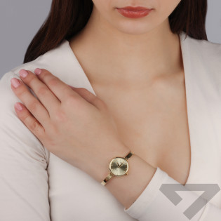 Zegarek złoty półsztywny z okrągłą tarczą