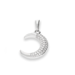 Zawieszka srebrna półksiężyc z białymi cyrkoniami DA985 próba 925
