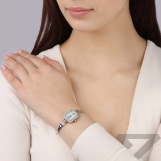 Zegarek srebrny kwadratowa tarcza z cyrkoniami AT ZS2-B serca próba 925