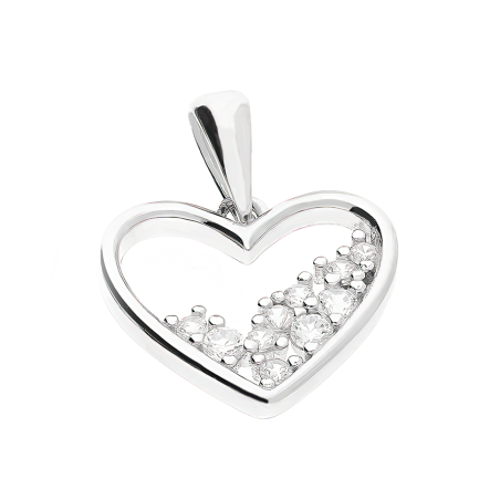 Serduszko srebrne ramka z białymi cyrkoniami DA995 próba 925