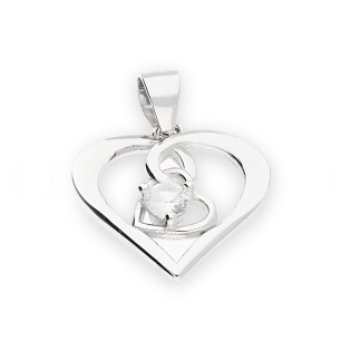 Serduszko srebrne ramka z białą cyrkonią DA997 ROD próba 925