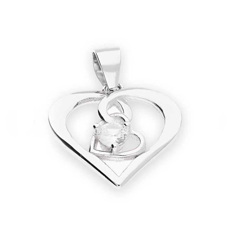 Serduszko srebrne ramka z białą cyrkonią DA997 ROD próba 925