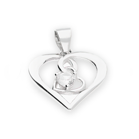 Serduszko srebrne ramka z białą cyrkonią DA997 ROD próba 925