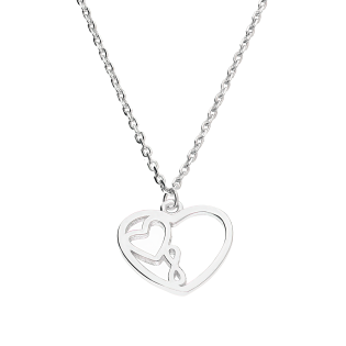 Naszyjnik srebrny serce z mniejszym sercem i infinity/anker DA1009 próba 925