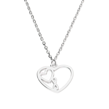 Naszyjnik srebrny serce z mniejszym sercem i infinity/anker DA1009 próba 925