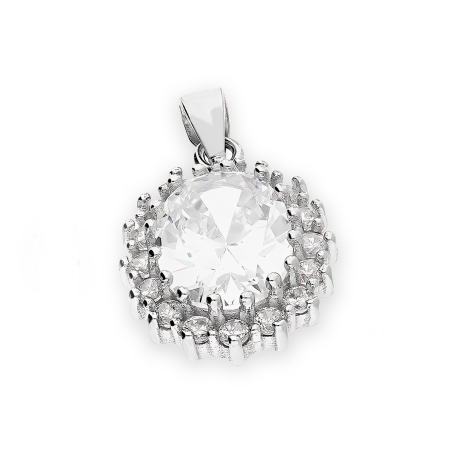 Zawieszka srebrna owalna markiza z białymi cyrkoniami DA1015 próba 925