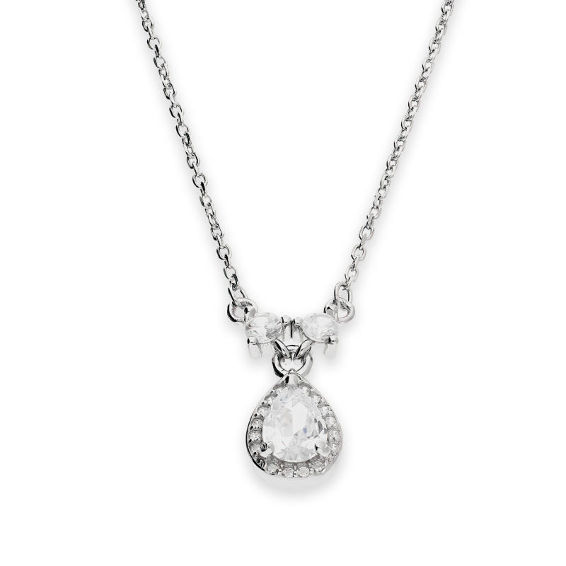 Naszyjnik srebrny markiza kropla z białymi cyrkoniami/anker HS1769 próba 925