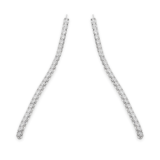 Kolczyki srebrne z rzędem białych cyrkonii zapinane na sztyft
