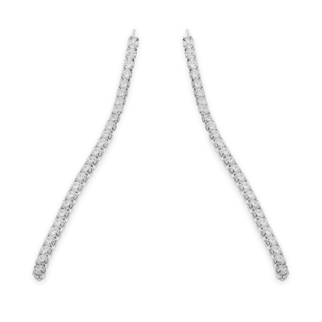 Kolczyki srebrne z rzędem białych cyrkonii zapinane na sztyft