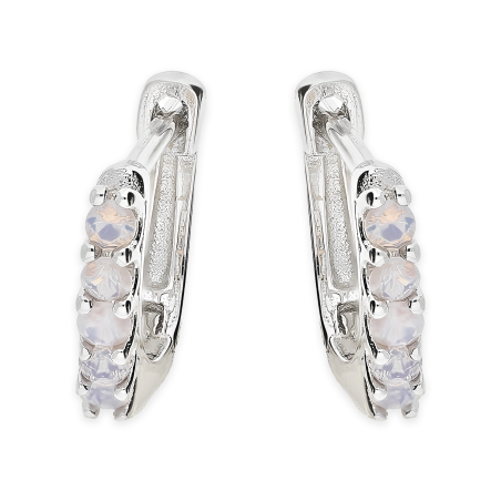 Kolczyki srebrne dla dziewczynki z mleczno-różowymi cyrkoniami/ang.zap HS1849 mlecz.róż próba 925