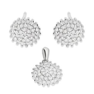 Komplet srebrny kolczyki i zawieszka kwiat rozeta z cyrkoniami HS1874 próba 925