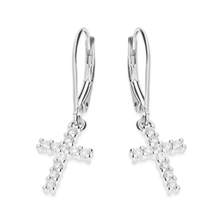 Kolczyki srebrne krzyżyk z białymi cyrkoniami/big.zam. HS1875 próba 925