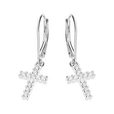 Kolczyki srebrne krzyżyk z białymi cyrkoniami/big.zam. HS1875 próba 925