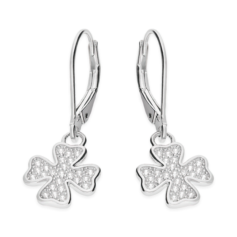 Kolczyki srebrne koniczyna z cyrkoniami/big.zam. HS1876 próba 925