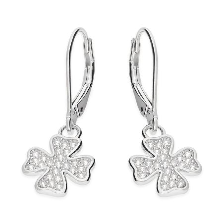 Kolczyki srebrne koniczyna z cyrkoniami/big.zam. HS1876 próba 925