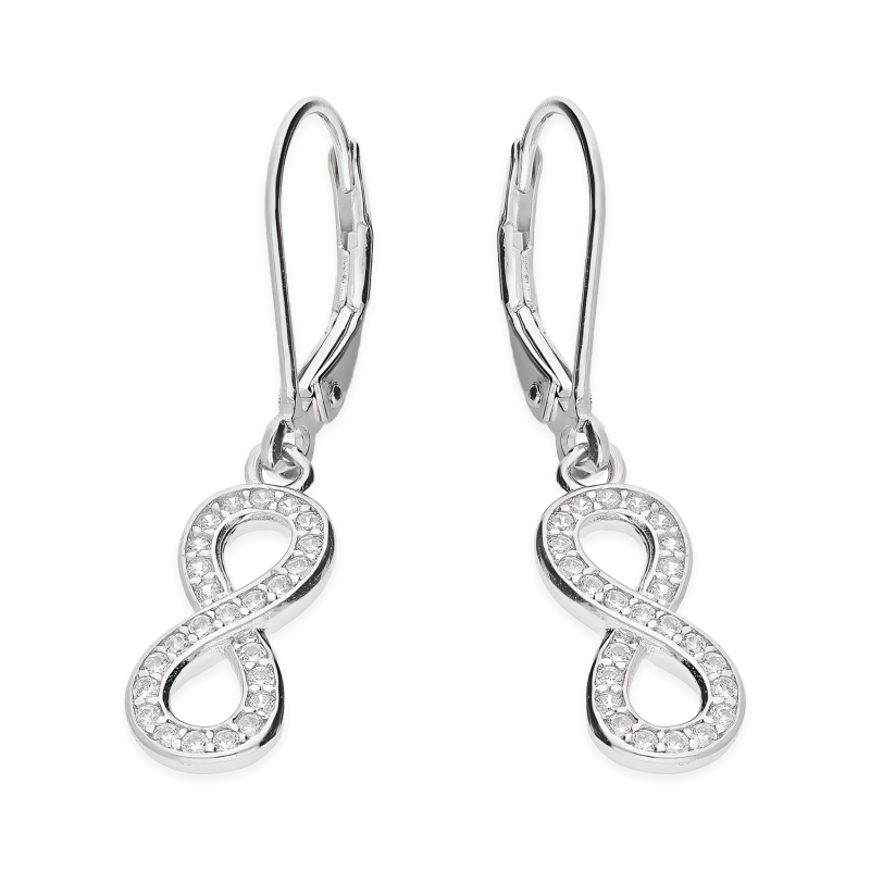 Kolczyki srebrne infinity z cyrkoniami/big.zam. HS1878 próba 925