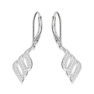 Srebrne kolczyki fala z cyrkoniami pr. 925 - JubilerSezam.pl